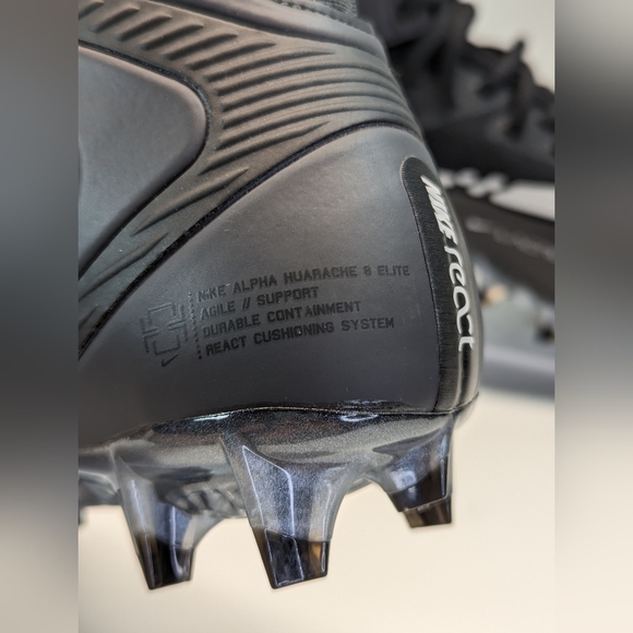 Nike Alpha Huarache 8 Elite Black Smoke Grey Lacrosse cleats size Men's 8 - Picture 5 of 9